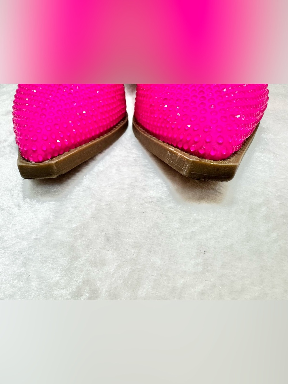 Cathy Din Dolly Neon Hot Pink Rhinestone Cowgirl Glam Ankle Booties Size 7 - Picture 13 of 16